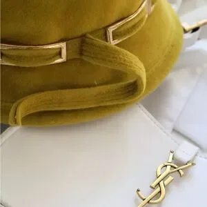 Stylish Yves Saint Laurent YSL Mod bucket Hat 1930s Chartreuse Yellow Hat SAINT LAURENT Maglina embellished straw bucket hat | NET-A  main image 4